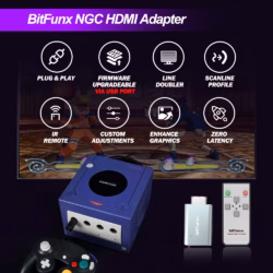 Funktionen des Bitfunx GameCube HDMI Adapters mit Line-Doubling und Scanlines