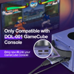 GameCube DOL-001 mit Digital AV Out und angeschlossenem Bitfunx GC2HD HDMI Adapter