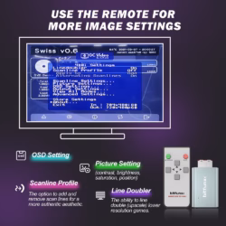 Bildschirmmenü des Bitfunx GC2HD für Scanlines, Line-Doubling und Bildeinstellungen